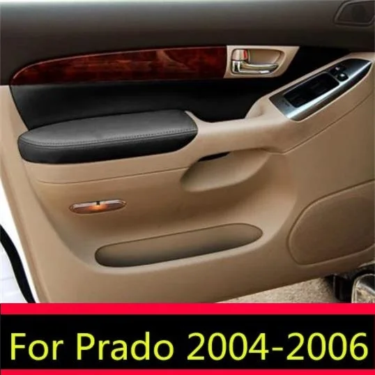 For Toyota Prado 2004 05 2006 Lexus GX470 Microfiber Door Panel Armrest Leather Protective Cover with Mount Fittings car interio