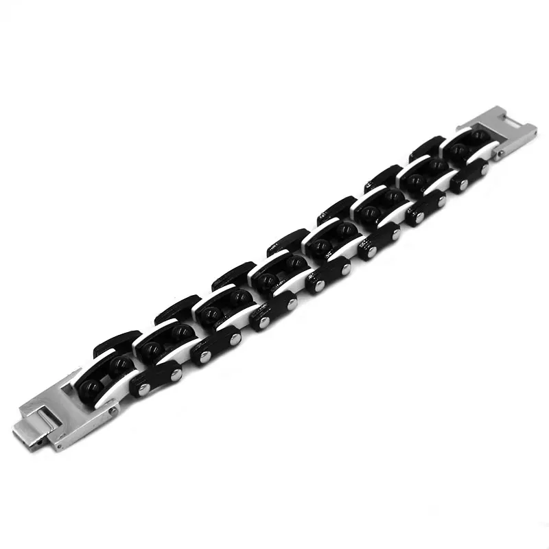 25mm Black Red Blue White Balls Chain Link Bicycle Biker Bracelet Stainless Steel Jewelry Fashion Heavy Mens Bracelet SJB0332