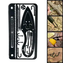 Outdoor EDC Stainless Steel Fishing Hook Card Portable Fishing And Hunting Multi-function Tool Card EDC Camping Survival Card