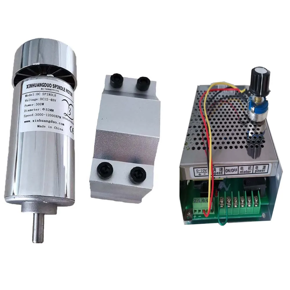 48V 200W 300W 400W 500W Spindle Engraving Machine Spindle Motor Air-Cooling  Motor + 1pcs 52mm Clamp + Mach 3 Power Supply