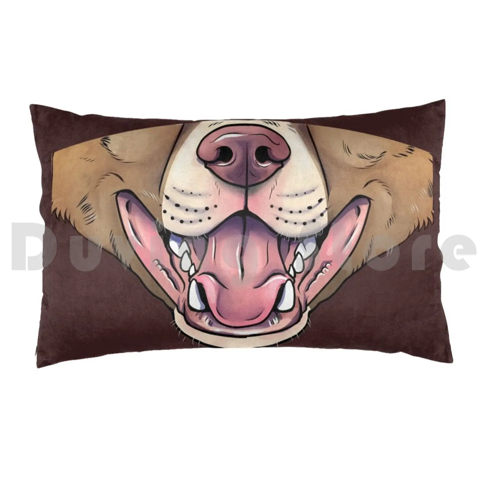 Pit Smile Pillow Case 20*30 Inch Dog Pitbull Puppy Smile Grin Teeth Pets Animals Face Aunumwolf42 Furry