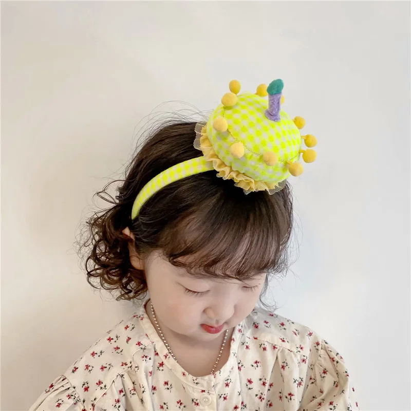 Headband Kids Birthday Cake Kawaii Hair Accessories Girls Party Wear Korean