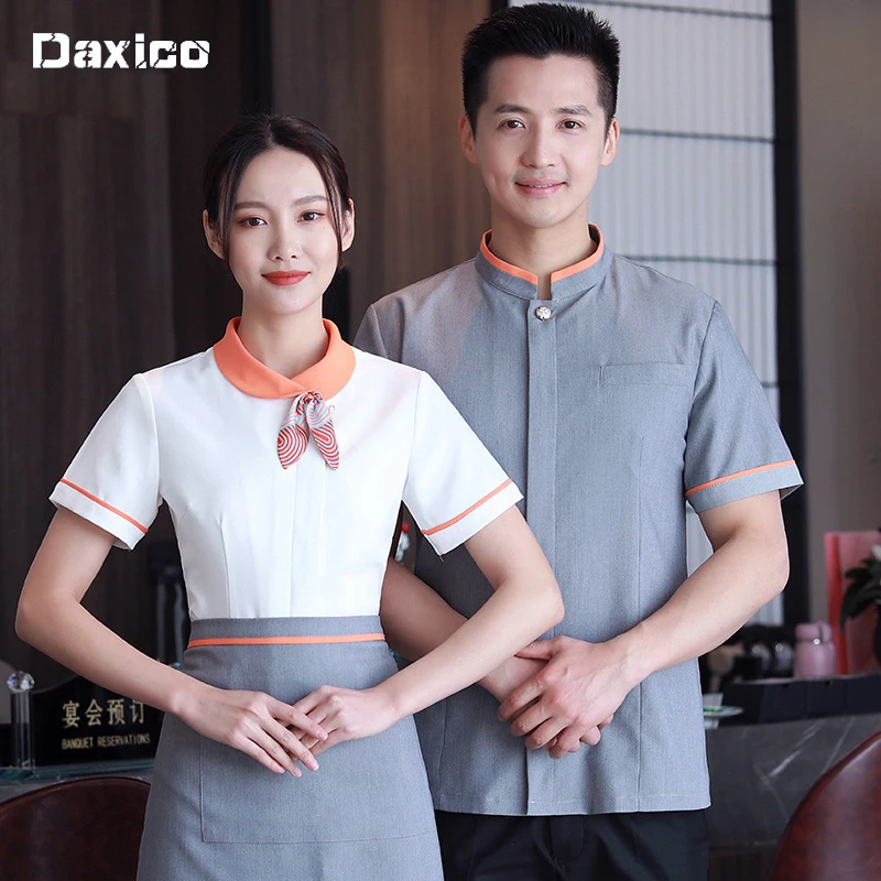 

Hotel Cleaning Uniforms Short Sleeved Waiter Uniforms Waiter Woman Restaurant Waitress Uniform Housekeeping Jacket Summer Tops