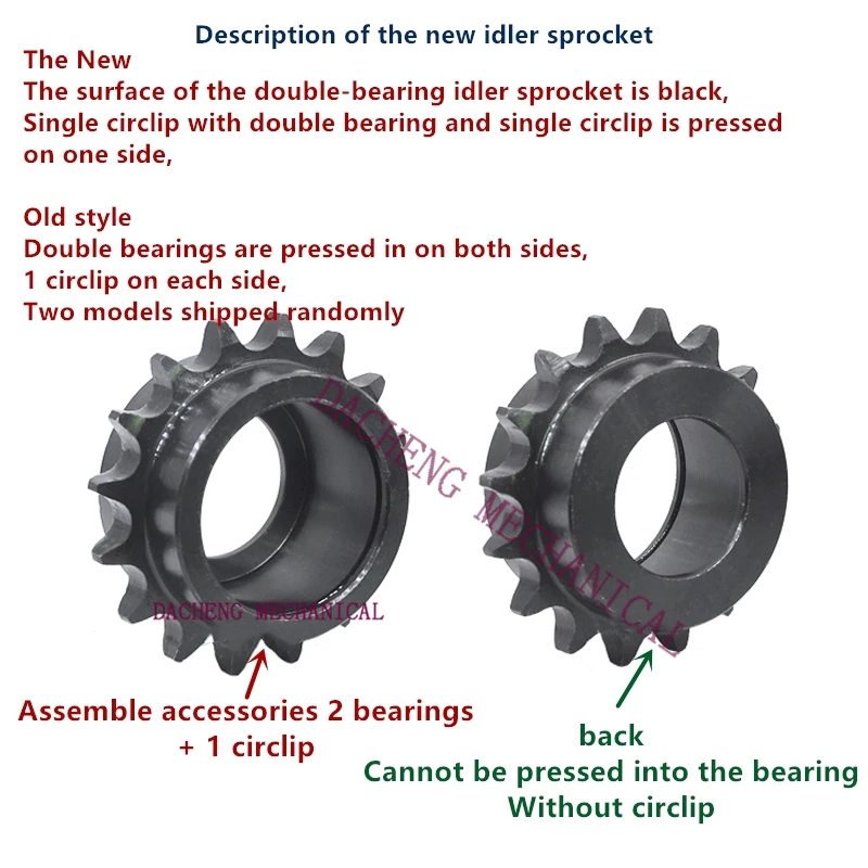 4 points idler 08B Double Single Bearing Idler Sprockets Drive Chain Sprocket Gear Wheel 12/13/14/15/16/17/18/19/20/21 Teeth