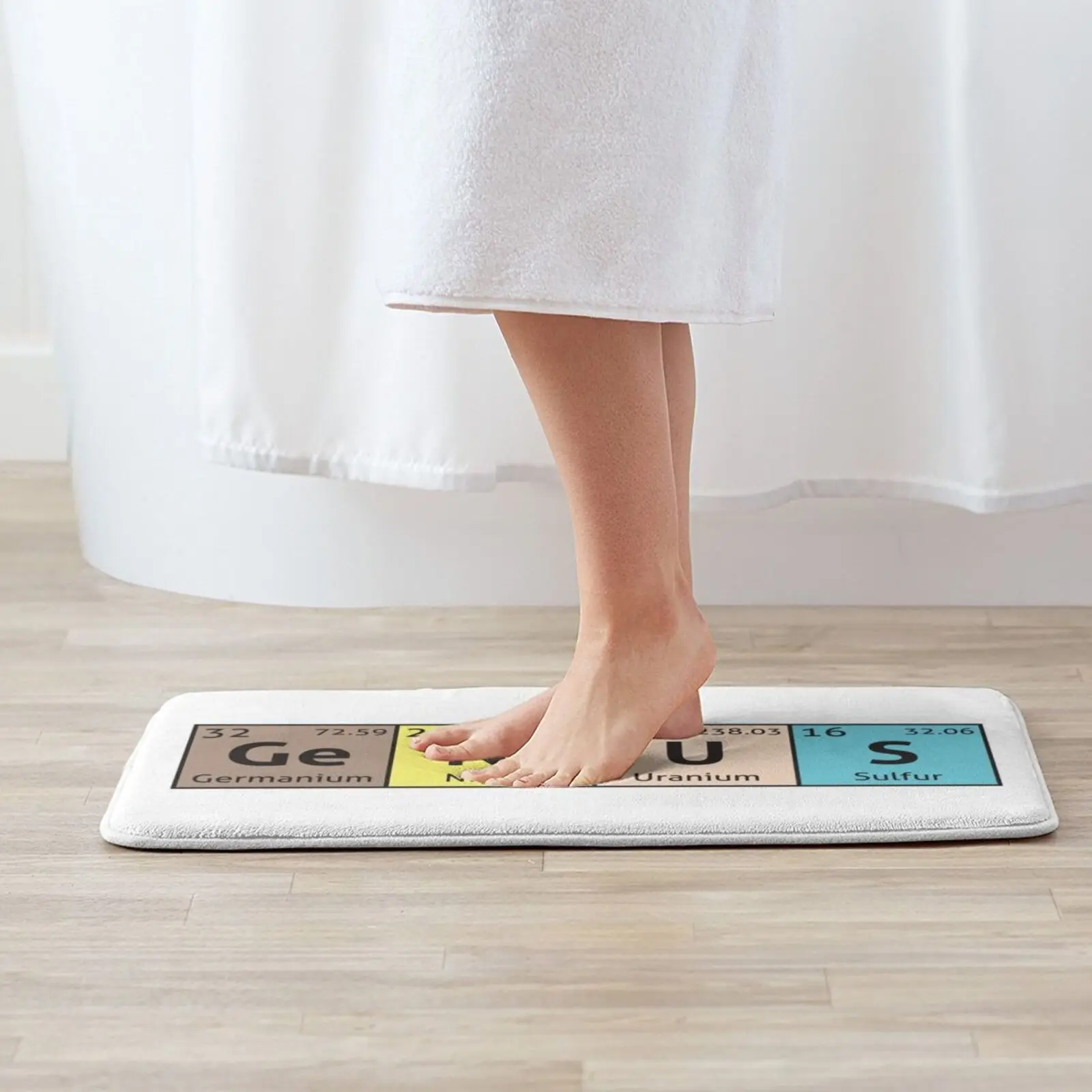 Periodic Table-Genius Entrance Door Mat Bath Mat Rug Genius Periodic Table Thinker Science Chemistry Physics Symbol