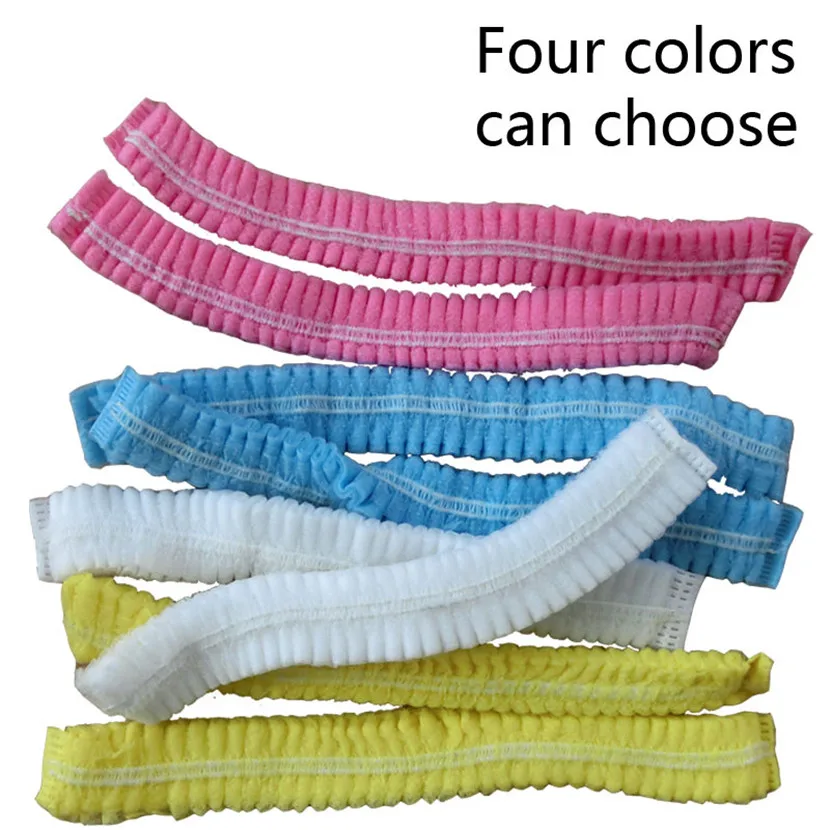 100Pcs Non-Woven Disposable Caps Breathable Anti-Dust Round Hat With Elastic Cord Keep Hair Clean For Cosmetics Kitchen Cooking​