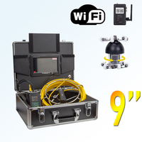 360 Degree Rotation Wifi Pipe Pipeline Inspection Camera 9'' Screen Video Recording 20/50/100m Cable Endoscope borescope System