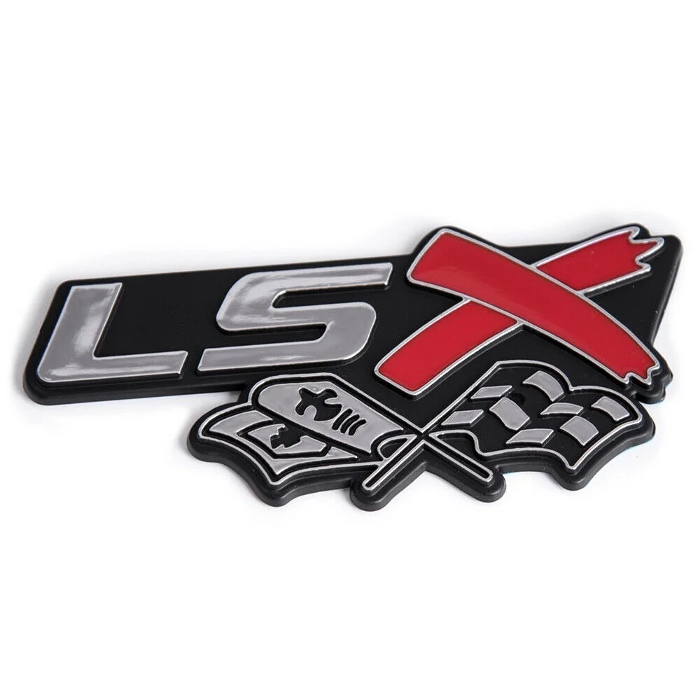 2Pcs Red LSX Racing Flag Emblem Car Fender 3D Badge Sticker for CAMARO SILVERADO