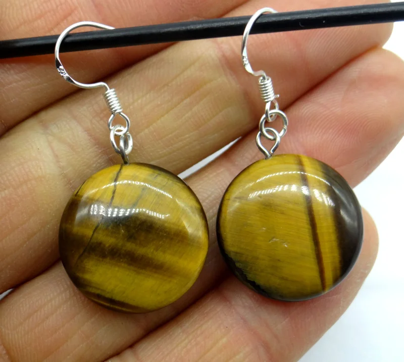 Natural stone Quartz crystal Turquoises tiger eye Opal Round cake Earring Pendant for diy Jewelry making Earring Accessories