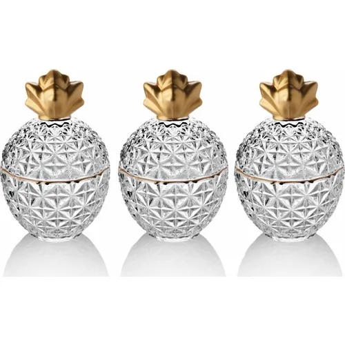 Queen's Kitchen 3 Pcs Pineapple Shape Gilded Spice & Storage Team