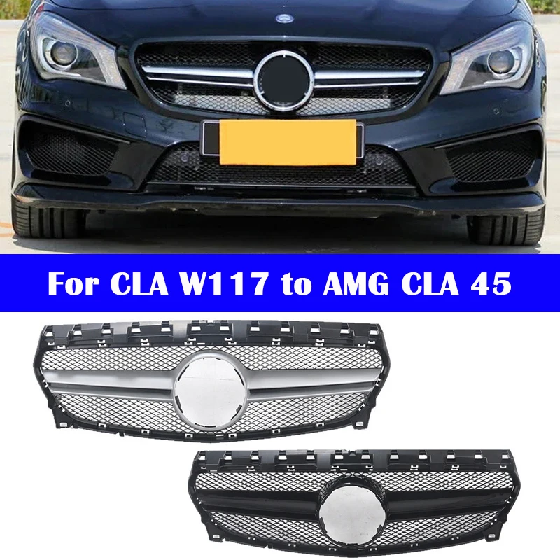 Front diamond grille modified For AMG CLA45 style Car styling Middle grille For Mercedes-Benz CLA class W117 2013-2019