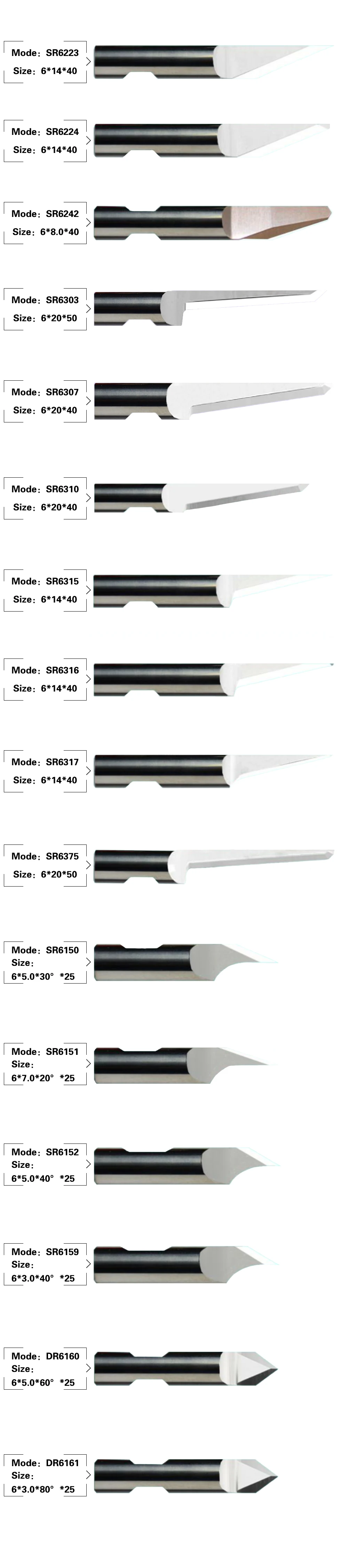 Hartmetall-Einzelkante, rund, 6 mm, oszillierende Klingen, Z-Klinge, COMELZ, ATOM-Fräser SR6303 SR6307 SR6310 SR6315 SR6316 SR6375 – Detail 1