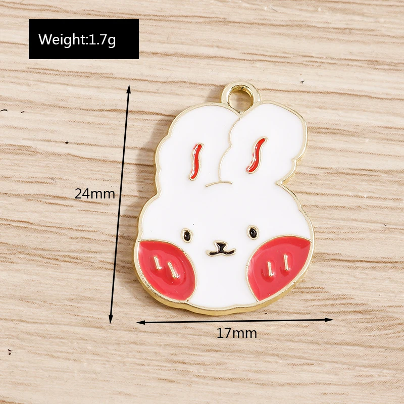 10 Stück Cartoon-Tier-Charms für die Schmuckherstellung, Emaille, Panda, Kaninchen, Katze, Hund, Elefant, Charms-Anhänger für Halsketten, Ohrringe, Geschenk – Detail 30