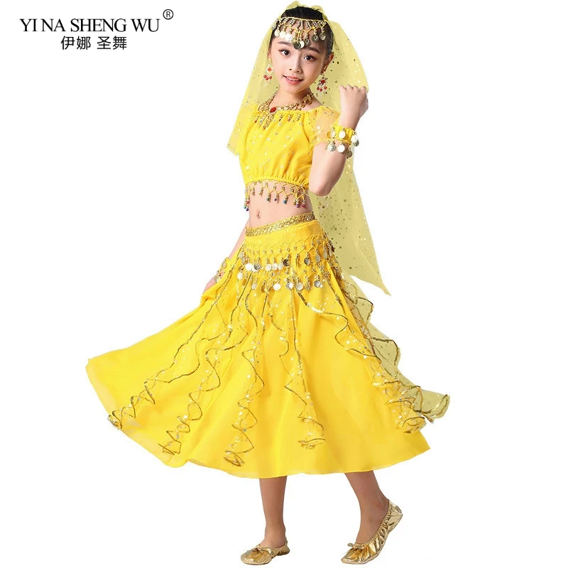 Kinderen Buikdans Kostuums Set Oosterse Dans Meisjes Buikdansen India Dans Kleding Bellydance Kinderen Indiase Bollywood Outfit