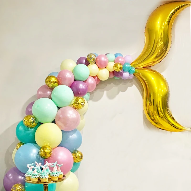 2 Stück 18 24 36 Zoll Meerjungfrau Party Ballon Girlande S Form Luftballons Meerjungfrau Schwanz Kurve Flachfolienballon 1. 2. Kindergeburtstag Party – Detail 3