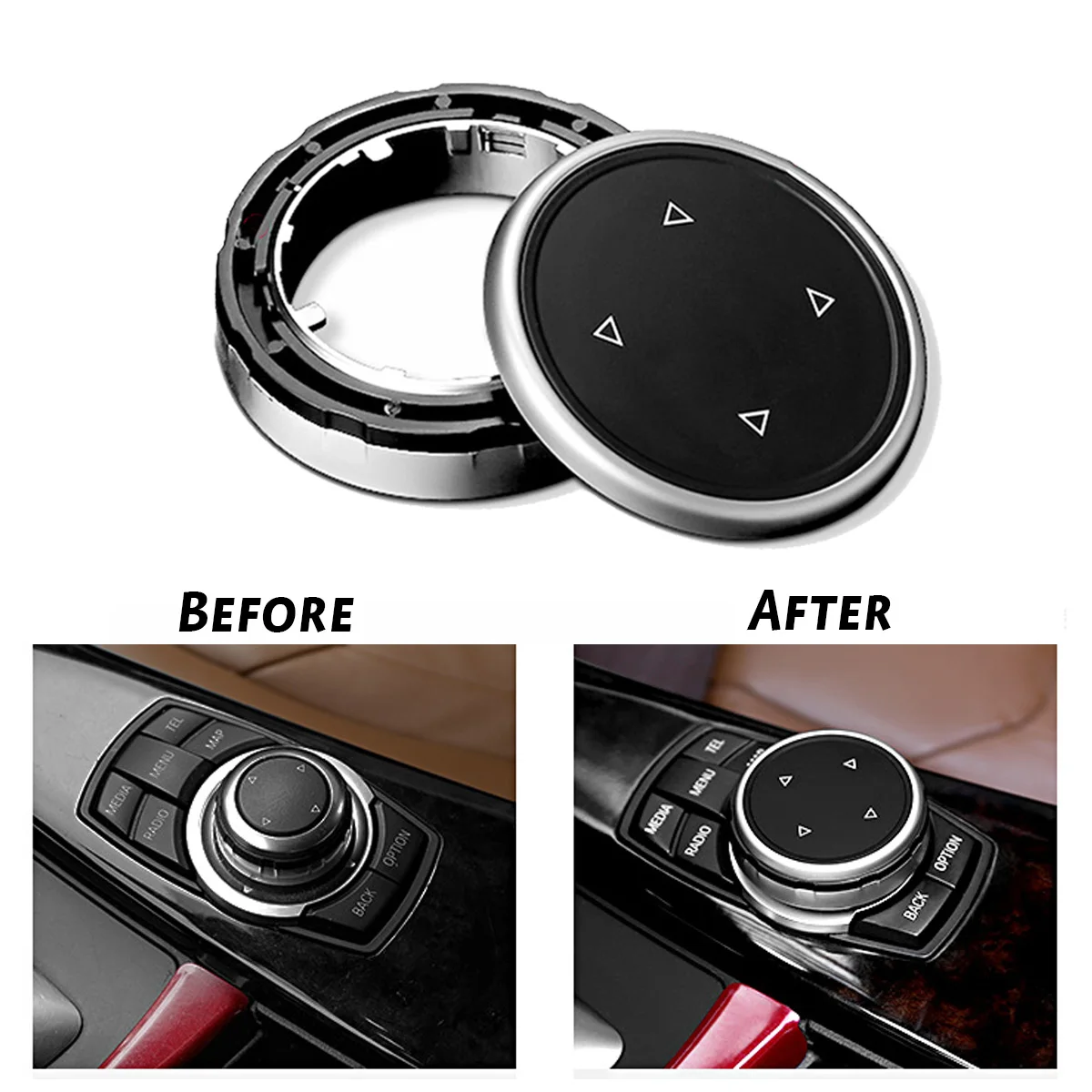 For iDrive Car Multimedia Button Cover Trim Knob Sticker for BMW F10 F20 F30 3 5 Series for NBT Controller Translucent Button