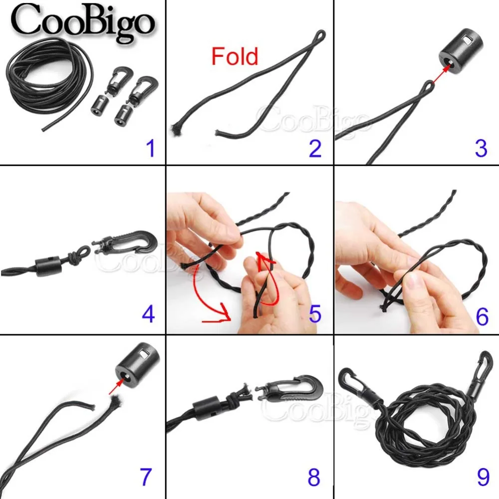 5pcs Plastic Snap Hook Buckle Bungee Shock Tie Cord Ends Lock For Outdoor Camp Clothesline Elastic Rope Hook Accessories