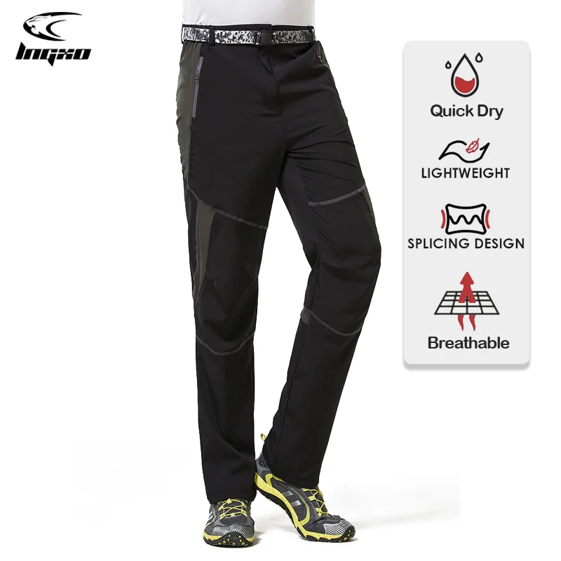 LNGXO Hiking Pants Men Quick Drying Trekking Camping Climbing Outdoor Trousers Light Weight Waterproof Softshell Cycling Pants