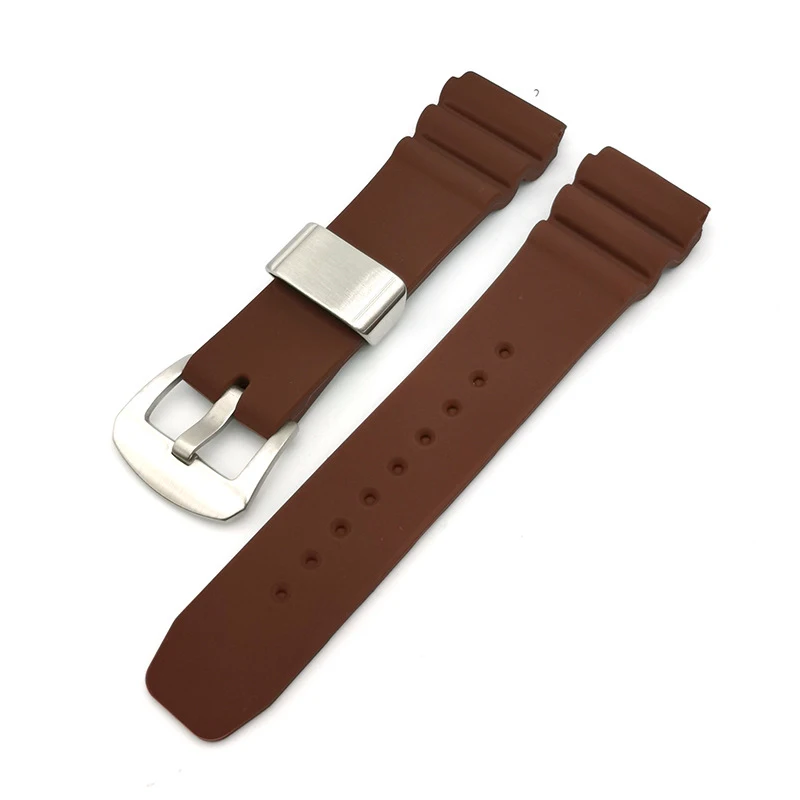 สายรัดสมาร์ทวอท์ชอุปกรณ์เสริมสำหรับนักดำน้ำสายรัดข้อมือยางซิลิโคนสายรัดข้อมือ22มม. พับได้หัวเข็มขัดเหล็ก