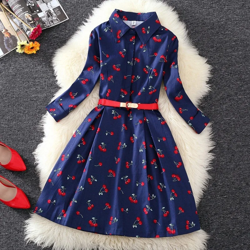 

Spring Autumn Women Dresses New Fashion Printed Dress Long Sleeve Slim Sexy Elegant Women Dress