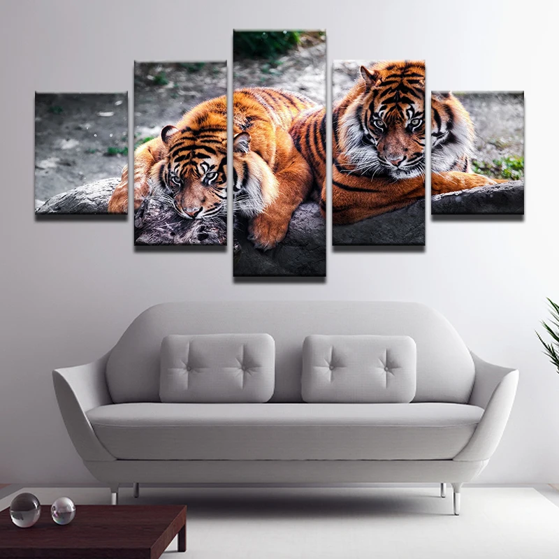 

diamond mosaic paintings diamond picture diamond painting tiger 5 panel Diamond embroidery rhinestones chinese animals L894