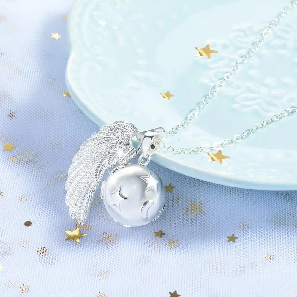 Eudora 1pc Angel Wing Star Harmony Bola Ball Pendant Necklace Fashion Pregnancy Ball Jewelry Chime Bola Women Jewelry Lucky Gift