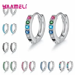Earrings for Women Girls Simple Crystal Loop Hoop 925 Sterling Silver Stamped Jewelry Hot Sale Wedding Engagement Accessory
