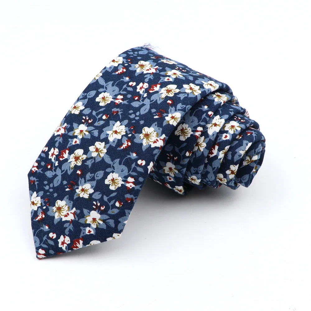 New Floral Tie For Men Women Skinny Cotton Necktie For Wedding Party Casual Neckties Classic Suits Flower Print Neck Ties Cravat