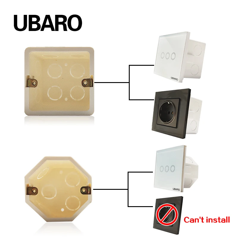 86 Type 5CM Socket Case Concealed Bottom  PC Material White Surface Outlet Junction Wall Light Led Switch Box