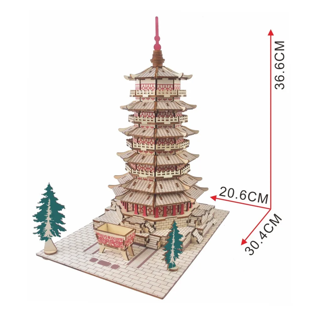 candice guo 3D wooden puzzle DIY toy woodcraft assembly kit the sakyamuni pagoda of fogong temple birthday Christmas gift 1pc