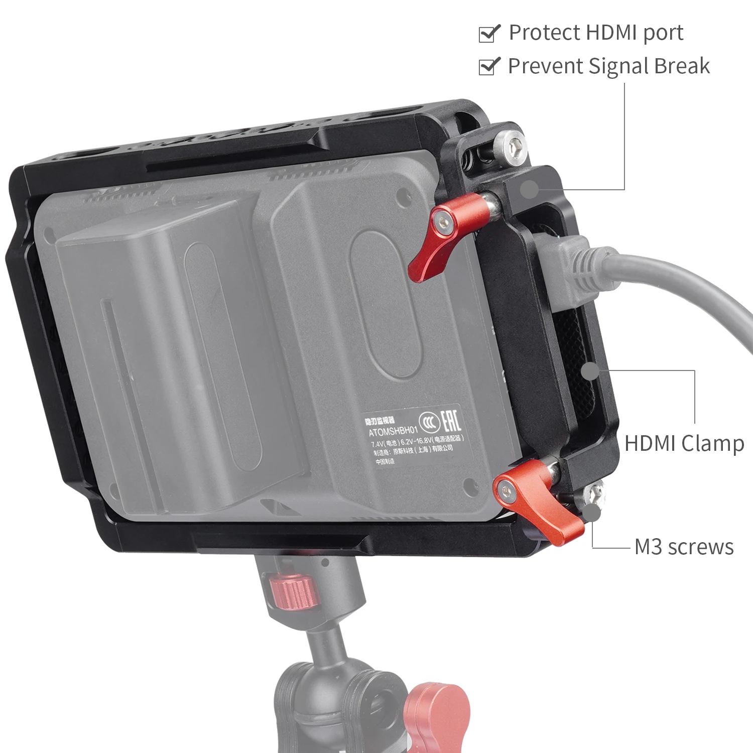 Andycine 5 "กรงในตัว NATO Rail และสาย HDMI Clamp Sunhood สำหรับ Atomos Ninja V และ Shinobi