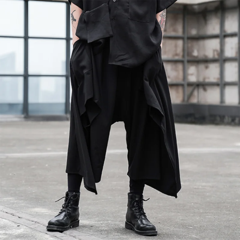 Men's Wide-Leg Trousers Spring And Autumn New Irregular Personality Design Fashionable Super Loose Mast Casual Trousers