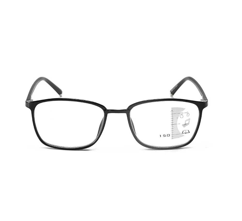 

Men Women Ultralight TR90 Black Full-Rim Rectangular Foldable progressive Multifocal Reading Glasses +1 +1.5 +2 +2.5 +3 +3.5 +4