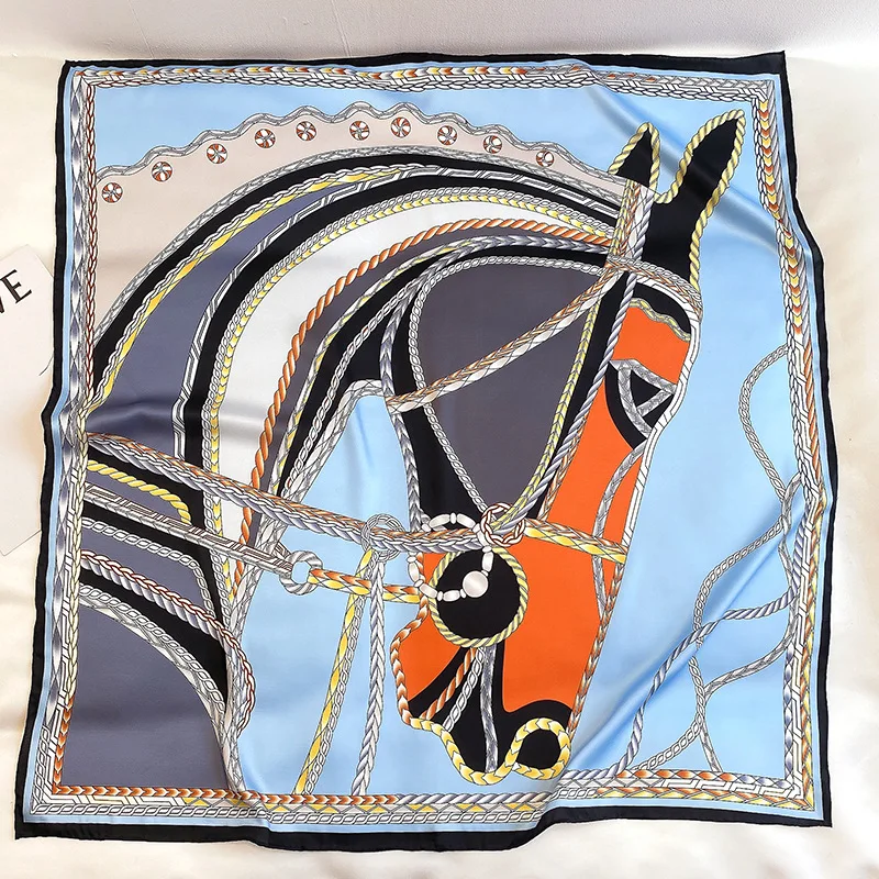 KOI LEAPING new urban fashion temperament 90 horse head large square scarf female handmade twill silk scarf dual-use shawl