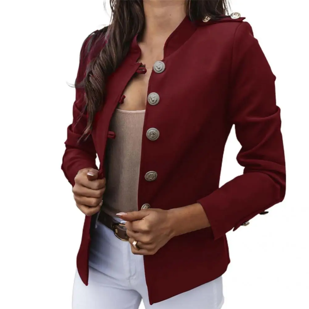 Pak Jas Lange Mouw Office Lady Blazer Pure Kleur Nauwsluitende Pakken Jas