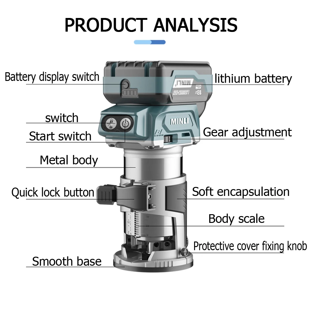 Multifunctional Woodworking Trimming Machine Plank Slotting Tool Brushless Motor Woodworking Drilling Engraving Machine Set