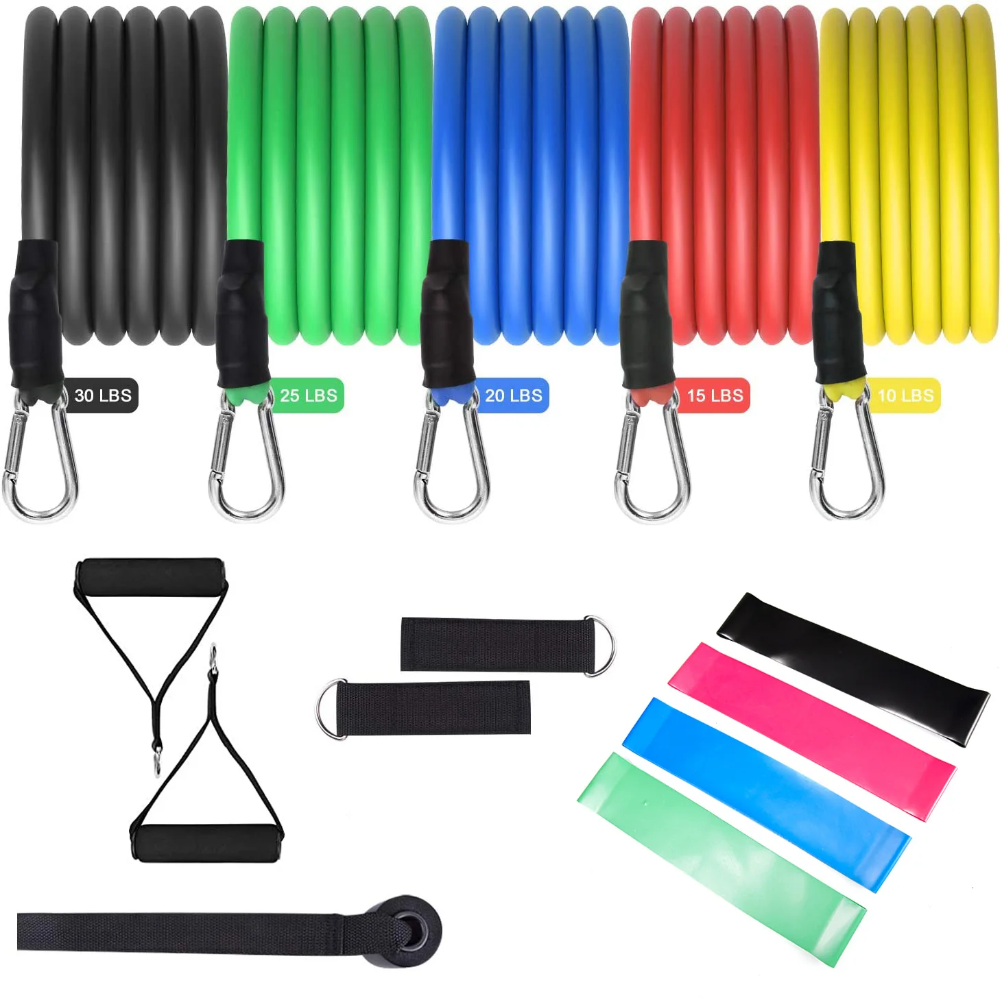 Resistance Bands Set for Working Out, Up to 150 lbs, for Indoor and Outdoor Sports, Fitness, Suspension, Speed, 15Pcs