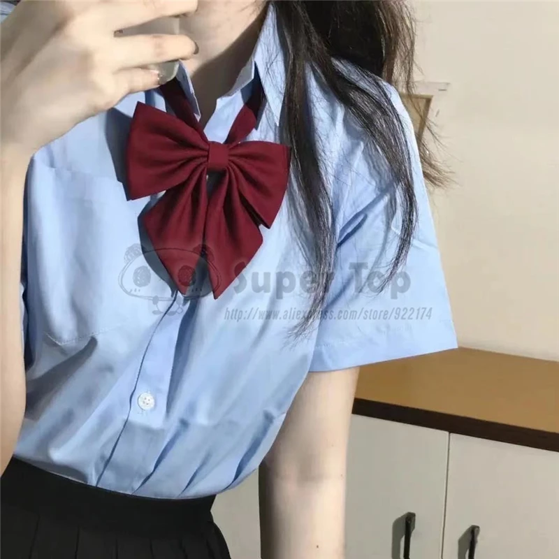 Abito uniforme femminile JK Set completo genuino studente estivo College vento selvaggio fiocco rosso camicia blu laurea stagione abiti di classe