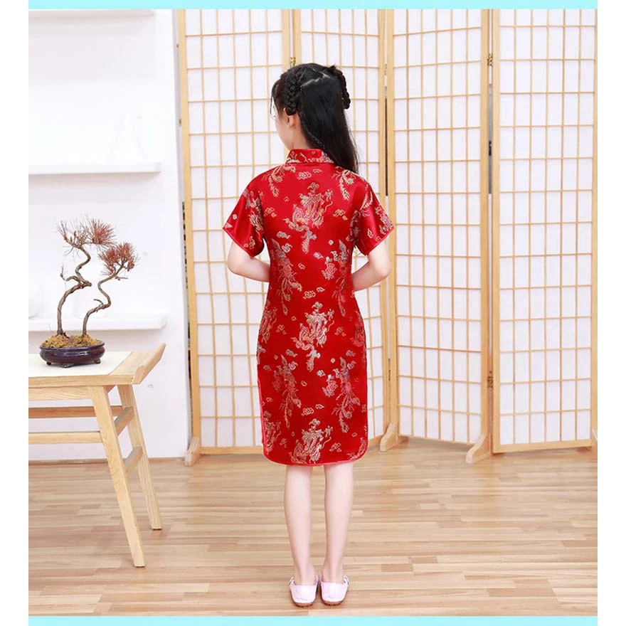 New Children Cheongsam Dress Vintage Chinese Style Traditional Baby Girl Dresses