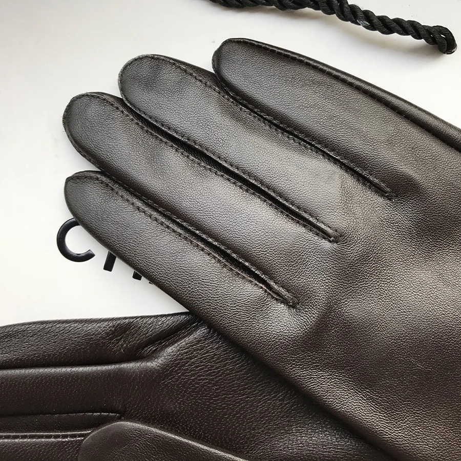 Men\'s Single Layer Real Leather Gloves Men\'s Medium Long Sheepskin Gloves Motorcycle Gloves  Fashion 28cm Basic