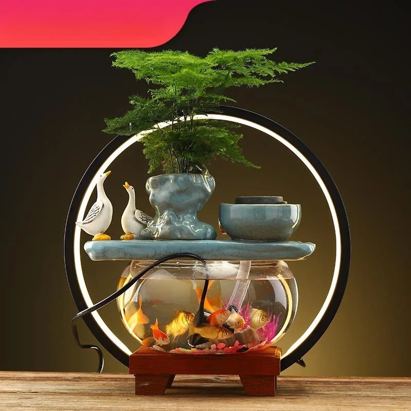 

A Steady Stream of Wealth, Such As Flowing Glass Fish Ball Living Room, Luminous Aquarium and Chinese Landscape Jewelry