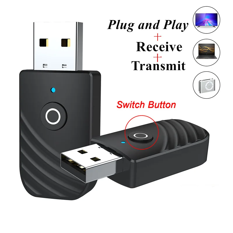 Adattatore Bluetooth 5.0 USB 2-in-1 Trasmettitore/Ricevitore Per TV, Computer E Auto – Audio Wireless Per Cuffie E Altoparlanti, Compatibile Con Windows 7/8/10/11