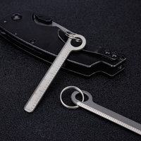 1pc Mini Titanium Alloy Ruler Outdoor EDC Tool Small Titanium Ruler Key Chain Accessories