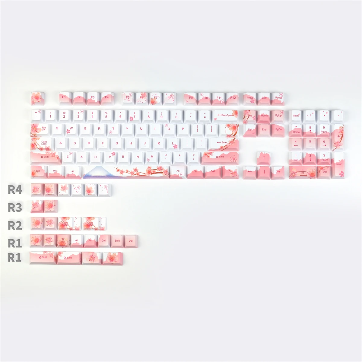 108 Keys Sakura Keycaps PBT 5 Face No Root Dye-Sublimation Keycap Cherry Profile For GH60 64 68 84 96 87 104 Layout Keyboard