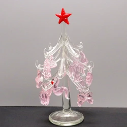 Glass Christmas Tree Ornaments And 12 Pink Mini Cute Pendants Home Table Top Festival Xmas Decoration Gifts For Friends Children