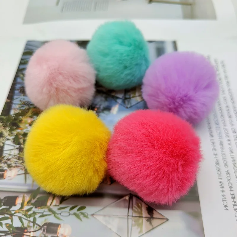 Pompom 5Cm Imitated Rabbit Fur Ball Pompons Knitted Scarf Hat Plush Children DIY Keychain Crafts Accessories Materials 5 Pieces