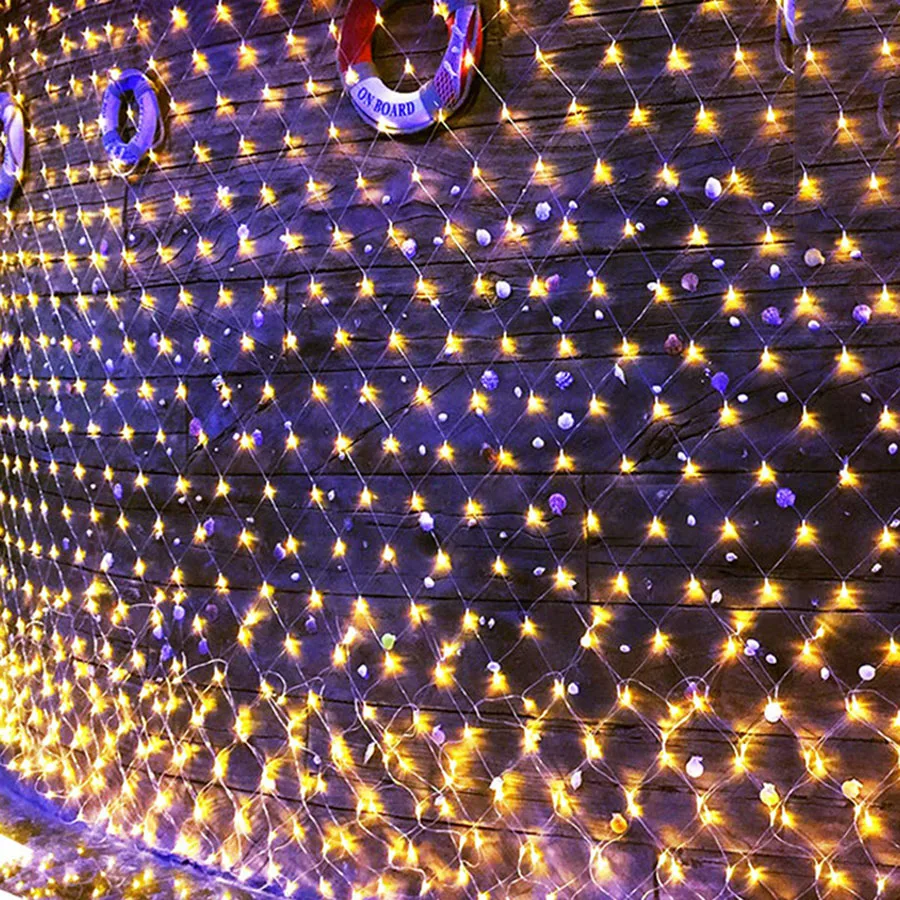 

Thrisdar 2x2M 3x2M 6x4M Christmas LED Net Mesh Fairy String Light 8 Function Outdoor Party Wedding Holiday Background Garland