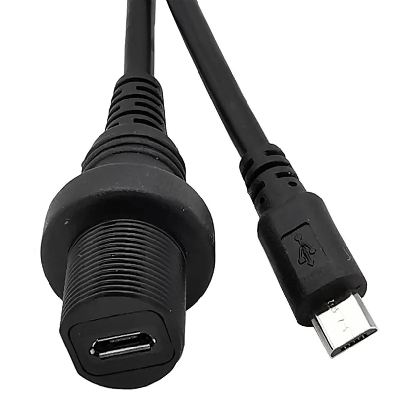 Cable impermeable Micro USB IP67, Cable de extensión de conector impermeable de montaje en Panel Micro-USB 2,0 de 5 pines IP 67 macho a hembra 0,3 m 1m