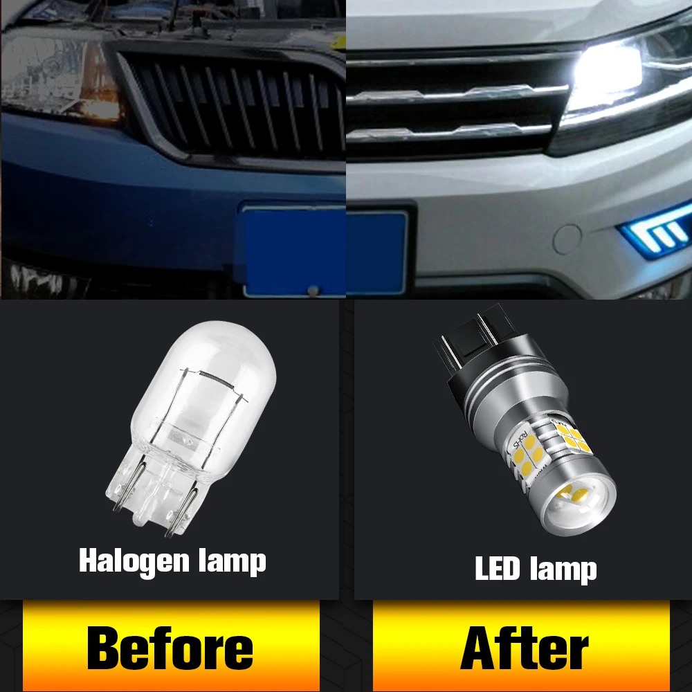 2pcs LED Daytime Running Light DRL Bulb Lamp Canbus No Error W21/5W 7443 T20 For Lada Kalina Granta Vesta