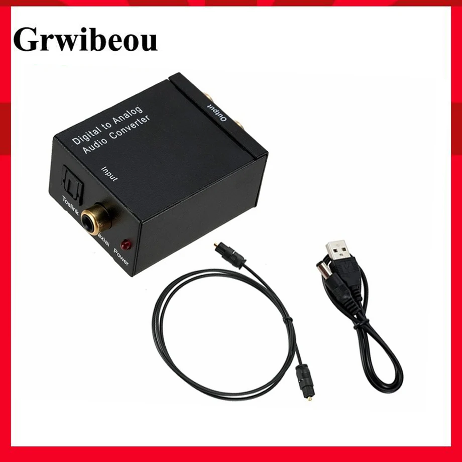 Grwibeou USB DAC Digital To Analog Audio Converter RCA R/L Output Optical Digital Stereo Audio SPDIF Coaxial To Analog DAC USB